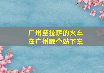 广州至拉萨的火车在广州哪个站下车