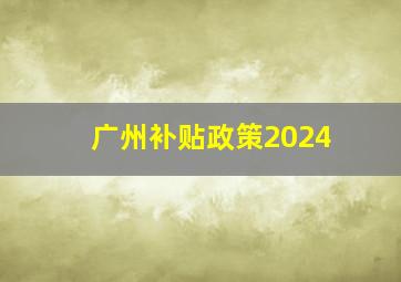 广州补贴政策2024