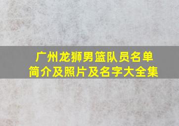 广州龙狮男篮队员名单简介及照片及名字大全集