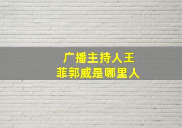 广播主持人王菲郭威是哪里人