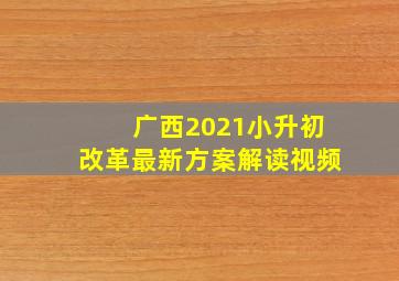 广西2021小升初改革最新方案解读视频