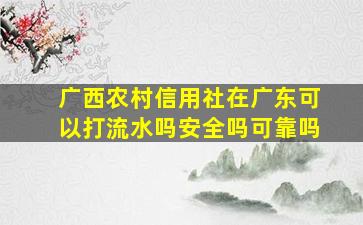 广西农村信用社在广东可以打流水吗安全吗可靠吗