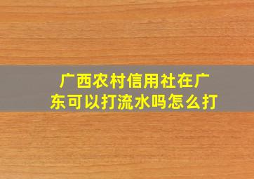 广西农村信用社在广东可以打流水吗怎么打