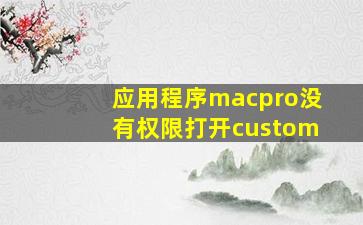 应用程序macpro没有权限打开custom