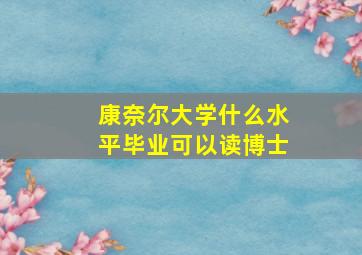 康奈尔大学什么水平毕业可以读博士