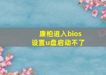 康柏进入bios设置u盘启动不了