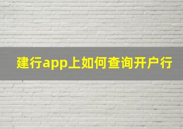 建行app上如何查询开户行