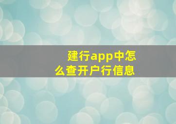 建行app中怎么查开户行信息