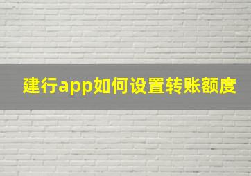 建行app如何设置转账额度