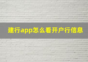 建行app怎么看开户行信息