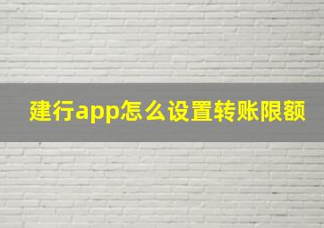 建行app怎么设置转账限额