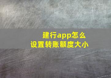 建行app怎么设置转账额度大小