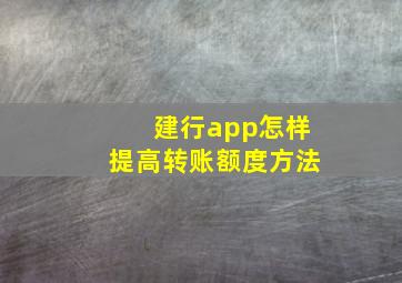 建行app怎样提高转账额度方法