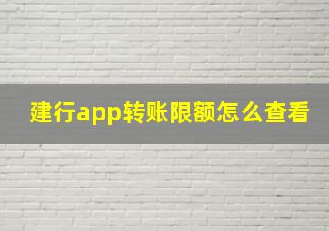 建行app转账限额怎么查看