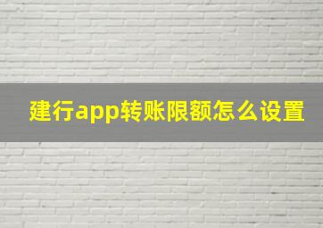 建行app转账限额怎么设置