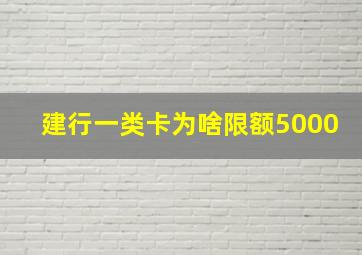 建行一类卡为啥限额5000