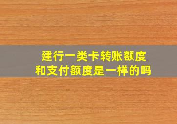 建行一类卡转账额度和支付额度是一样的吗