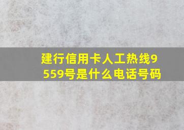 建行信用卡人工热线9559号是什么电话号码