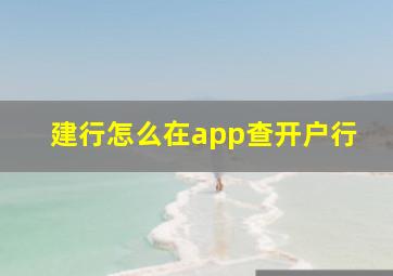 建行怎么在app查开户行