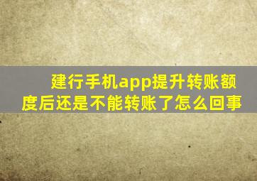 建行手机app提升转账额度后还是不能转账了怎么回事