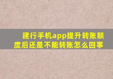 建行手机app提升转账额度后还是不能转账怎么回事