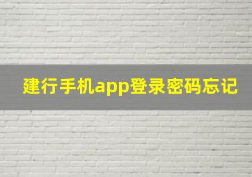 建行手机app登录密码忘记