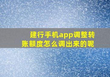 建行手机app调整转账额度怎么调出来的呢