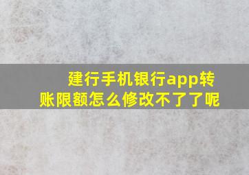 建行手机银行app转账限额怎么修改不了了呢