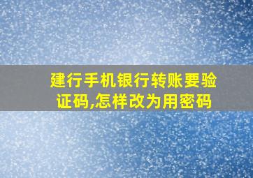 建行手机银行转账要验证码,怎样改为用密码