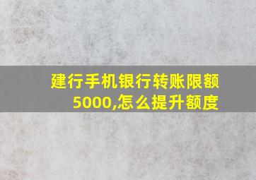 建行手机银行转账限额5000,怎么提升额度