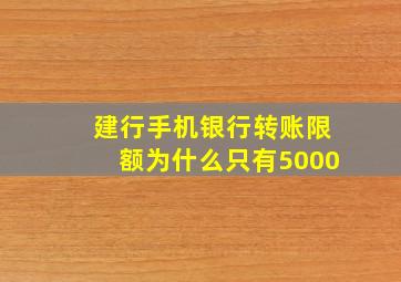 建行手机银行转账限额为什么只有5000