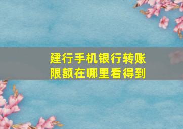 建行手机银行转账限额在哪里看得到