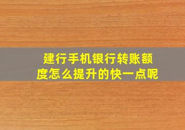 建行手机银行转账额度怎么提升的快一点呢