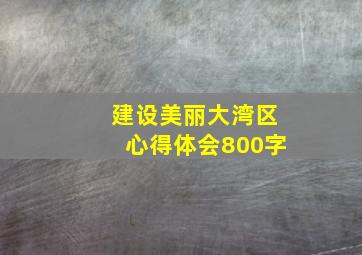 建设美丽大湾区心得体会800字