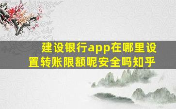 建设银行app在哪里设置转账限额呢安全吗知乎