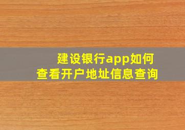 建设银行app如何查看开户地址信息查询