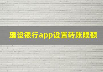 建设银行app设置转账限额