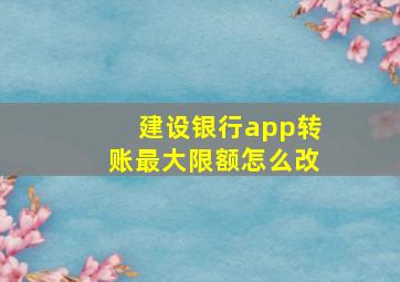 建设银行app转账最大限额怎么改