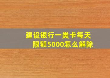 建设银行一类卡每天限额5000怎么解除