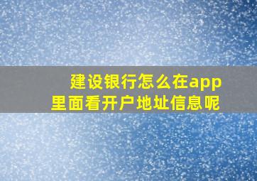 建设银行怎么在app里面看开户地址信息呢