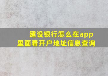 建设银行怎么在app里面看开户地址信息查询