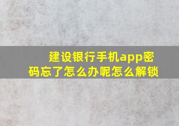 建设银行手机app密码忘了怎么办呢怎么解锁