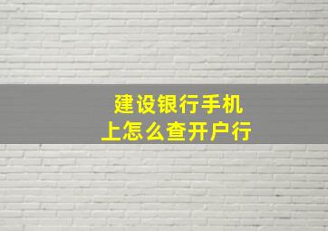 建设银行手机上怎么查开户行