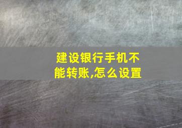 建设银行手机不能转账,怎么设置