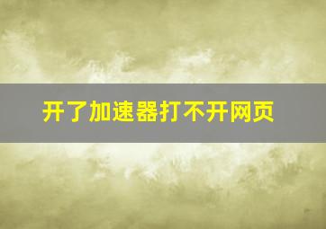 开了加速器打不开网页