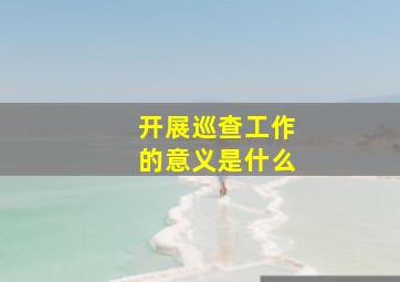 开展巡查工作的意义是什么