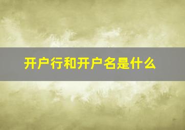 开户行和开户名是什么