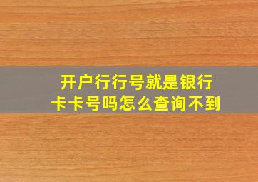 开户行行号就是银行卡卡号吗怎么查询不到