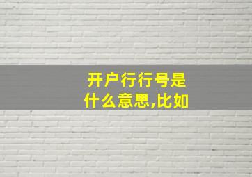 开户行行号是什么意思,比如