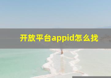 开放平台appid怎么找